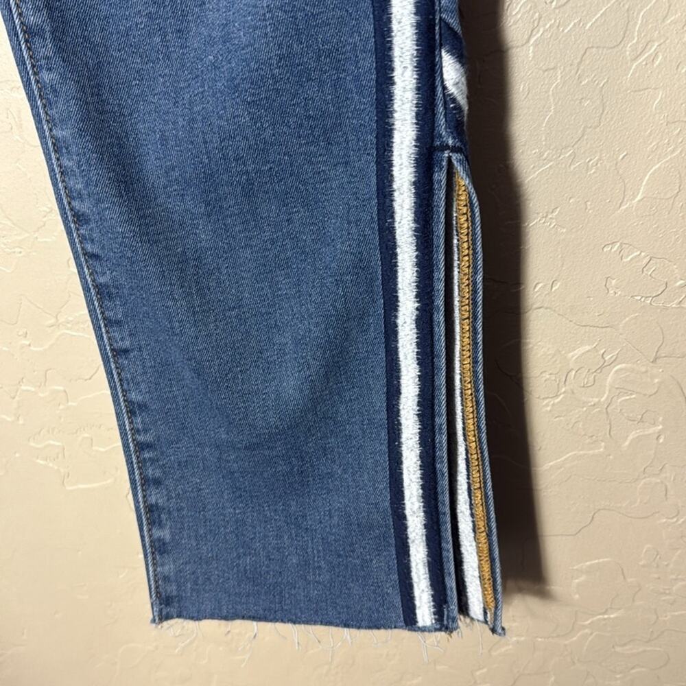 Driftwood Stella Slit Straight - Blue Melodrama stripe down the sides. Size 27. - Picture 3 of 10